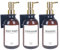 Seifenspender Wandbefestigung, Shampoo Flaschen Zum Befüllen Mit 16 Wasserdichten Etiketten, Spülmittelspender Ohne Bohren, Badezimmer Seifenspender Set, 500ml, 3 Stück, Gold Bernsteinfarben