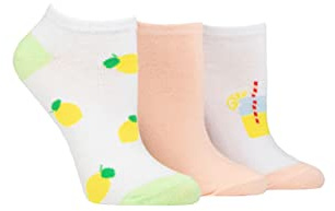 SockShop Wildfeet Ladies Novelty Cotton Trainer Socks Pack of 3