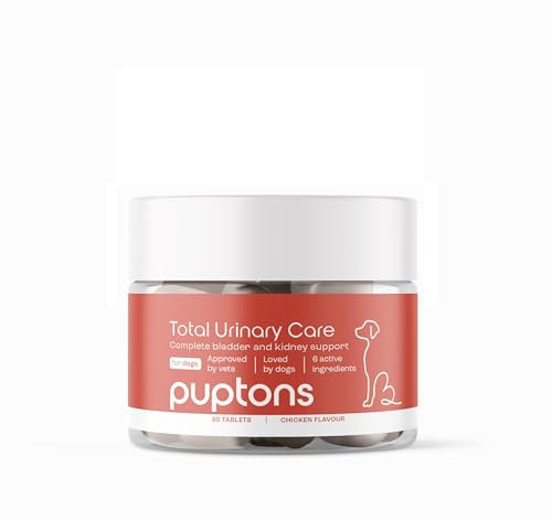 Puptons Total Urinary Care | Dog UTI, Incontinence & Cystitis Relief Tablets | Natural Ingredients | Advanced Bladder & Kidney Support for Dogs (30 Tablets) | Puptons