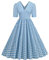 BaoDan Robe Cocktail Femme Robe Vintage Femme Robe Annee 20 50 60 Robe Longue à Col En V à Imprimé Carreaux Vintage Et Manches Courtes Pour Femmes