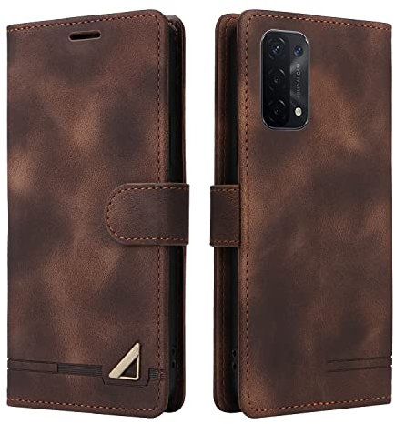 OKZone Coque pour Oppo A54 5G/A74 5G/A93 5G, Étui de Protection de Portefeuille Antichoc de Fente pour Carte, Support de Carte à Rabat en Cuir en PU Étui pour Oppo A54 5G/A74 5G/A93 5G (Marron)