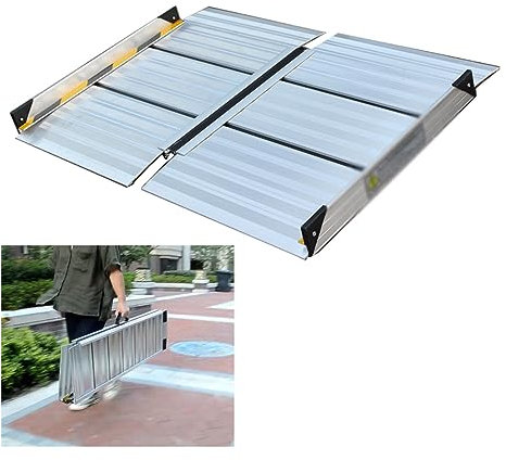 JIUYUEYA Door Threshold Ramp, 3 Rise Door Ramp for Wheelchairs, Aluminum Threshold Ramp for Doorways Rated 660 lbs Load Capacity, Size : 120X37.5x8cm-2pcs