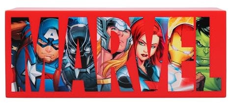 Marvel Avengers Logo Licht - Offiziell lizenziertes Disney Merchandise, 2 Lichtmodi, dekoratives Display-Schild für Marvel-Fans, betrieben mit USB oder Batterie