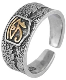 YAHOYA Silberfarbe Retro Thai Silber Auge Von Horus Altes Ägypten Pharao Größenveränderbarer Eröffnungsring Für Frauen Luxusschmuck