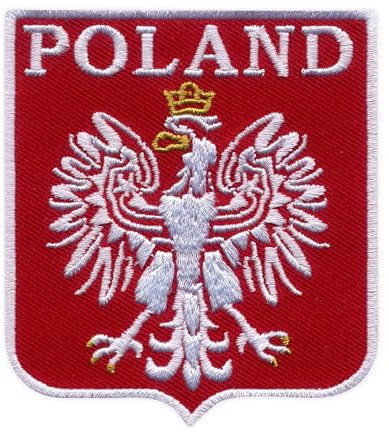 Patchion - Polen Wappen - Aufnäher - Rot - Heraldik - Stickqualität garantiert - 8.0 cm x 6.7 cm - Rechteckig - 1 Stück
