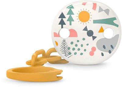 Suavinex, Attache Tétine pour Bébés et Nouveau-nés, Chaîne de Sucette avec Clip, Attache Sucettes avec Chaînette, Accroche Tétine, Attache Sucette pour Bébés et Nouveau-né +0 Mois, Walk Jaune