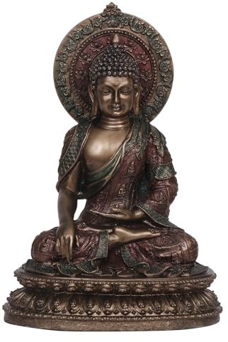 ARTVARKO Buddha-Idol Meditierender Gautam-Buddh-Statue aus Kaltgussharz, Bronze-Finish, Buddhismus, tibetisches Feng Shui, Yoga, Heimdekoration, 25,4 cm