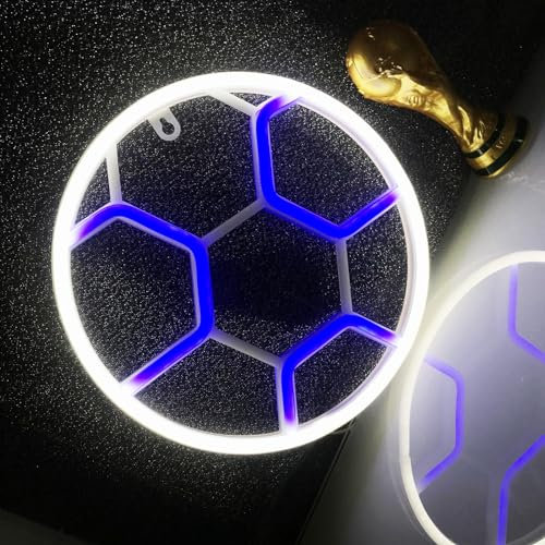 Helles Fußballlogo, Jungen-/Mädchenzimmer, Sportwarengeschäftsdekoration, Geburtstagsgeschenk, energiearmes LED-Licht, kann flach platziert oder an der Wand aufgehängt werden