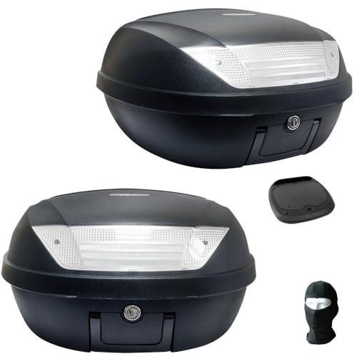 Compatible avec Harley-Davidson 1450 Heritage SOFTAIL Valise Top Case 52 LT Noir + Plaque+POIGNÉE pour Moto-Scooter Porte-Bagages pour 2 Casques INTÉGRAUX UNIVERSELS SIFAM-Jet-MODULAIRES