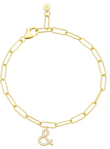 Brandlinger ® Armband Damen Silber 925. Damen Armband vergoldet mit 18 Karat (Gold und Silber), Armband mit Anhänger Symbol Liebe &, Schmuck für Frauen und Mädchen.