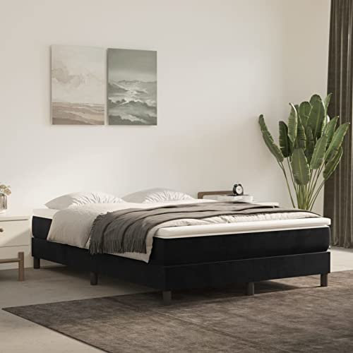 Camerina Boxspringbett Schwarz 140x200 cm Samt Combiner-Box Bett Mit Stauraum Kingsize Bett Springbett
