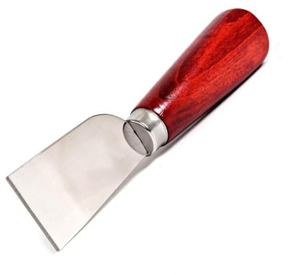 TopHomer Stainless Steel Leather Skiving Knife with Wooden Handle Leather Shovel Cutter Cutting Tools for DIY Leathercraft
