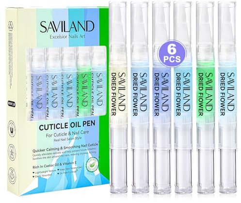 SAVILAND 6 Stück Nail Care Pen, Aloe Vera Extrakt Nagelöl Stift Nagelhautöl Stift, Vitamin E Nail Cuticle Oil Pen für Nagelhaut Nagelpflege, Beruhigend Reparatur Rissigen Trockenen Rötung Nägeln