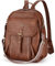 Missnine Women Backpack,PU Leather Ladies Fashion Multi-pocket Backpack for 13 Inch Laptop,Convertible Shoulder Bag with Secured Zippers for Daily Holidays,Brown