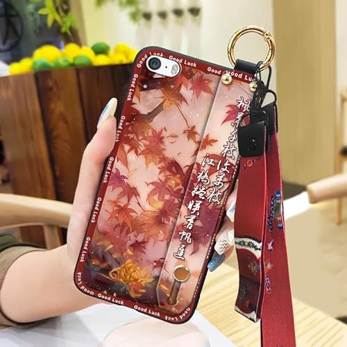 Lulumi-Phone Case For iphone 5/5S/SE, ring Chinese style Waterproof Kickstand Shockproof Wristband Soft case Silicone fashion Phone Holder Back Cover Durable for mom Anti-dust