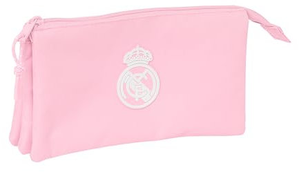 safta Real Madrid Feminino Federmäppchen für Kinder, ideal für Kinder im Schulalter, bequem und vielseitig, Qualität und Widerstandsfähigkeit, 22 x 3 x 12 cm, Rosa, Rosa, Estándar, Lässig
