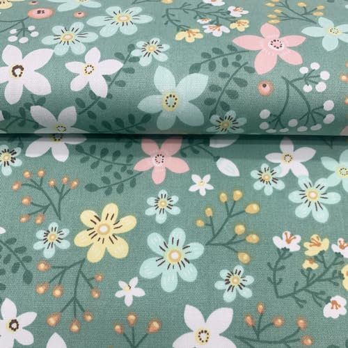 EDGEAM Baumwollstoff Meterware 160 cm breit - Stoffe zum Nähen (50cm, 100cm, 200cm) - Handwerken Nähen Stoff - Dekostoff - Nähmaterial (Grün 07#, 50x160cm)