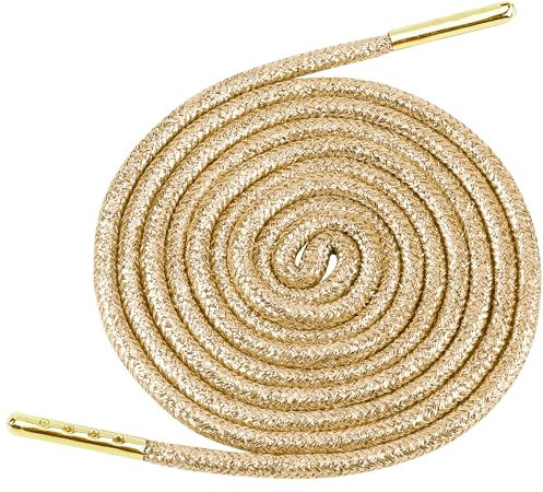 Elerevyo Round Metallic Glitter Shoelaces Colorful Fashion Shoe Laces for Athletic Sneakers Shoes Boot Strings 2 Pairs, Rose Gold, 160cm/62.99