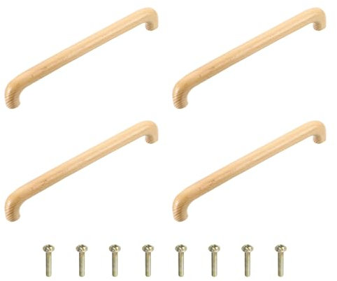 sourcing map 4 maniglie in legno per cassetti, 192 mm, spaziatura dei fori in legno, ferramenta per mobili, per armadi e cassetti, con set di viti, per mobili da cucina, cassettiere