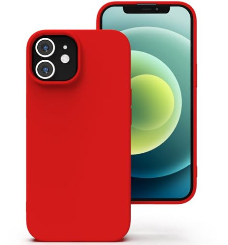 Zuvirelx Glatte Silikon hülle für iPhone 12 Mini, Staubbeständig, Slim, Taschentauglich Handyhülle Cover Case für Apple iPhone 12 Mini - Rot