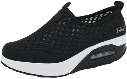Générique Chaussures de Sport Femme Baskets à plateforme Chaussures de Travail Paillettes Chaussures de course en plein air Elegante Semelles Souples Coussin d'air pour pieds plats larges