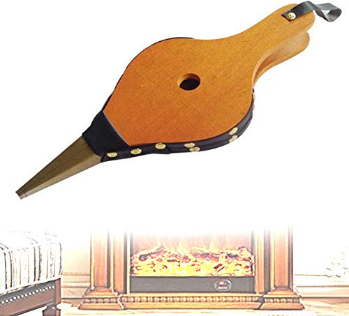 HBALDTEDC Blasebalg für die Feuerstelle, Kaminbalg, Holzluftgebläse mit hängendem Lederband, Metalldüse, Handbalgpumpe, Grube, Grill, Feuerwerkzeuge, Zubehör