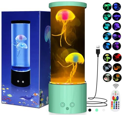 Soarling Quallen Lampe, Quallenlampe LED Quallen Lampe mit 17 Farben 4 Lichtmodi, Jellyfish Lamp Aquarium für Kinder Erwachsene, Quallenlampen Stimmungslicht für Entspannung Wohndekoration-Grün