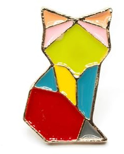 Miniblings Fuchs Origami Brosche Pin Emaille KAtze Tier geometrisch modern | Für Revers, Jacke oder Tasche, aus Berlin, ein kleines Detail mit Wirkung