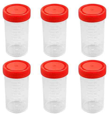 Urinbecher Probenbecher, 6 Stück Rinbecher Mit Schraubdeckel Probenbecher, 60ml Probenbecher Mit Deckel, Urinprobenbecher Aufschraubdeckelbehälter, Urinbecher Probenbecher Mit Deckel, Urinprobenbecher