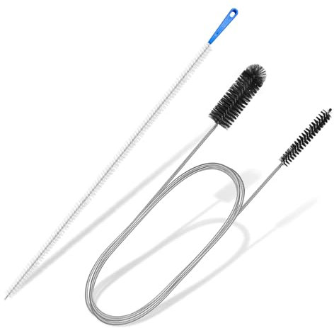 MOXYOY 2PCS Drain Unblocker Tools, Flexible Sink Cleaning Brush 61 inch Sink Unblocker Tool & 17.7 inch Pipe Cleaner Brush for Bathroom Kitchen Sewer Plug Hole