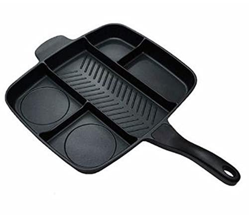 VGVSBG Pfanne 5 in 1 Unterteilte Grillpfanne aus Edelstahl Bratpfanne Mehrzweck-Küchenutensilien Antihaft-Töpfe für die Küche