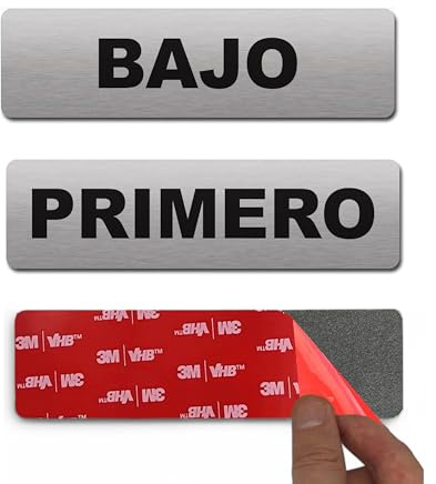 2 Unidades Números Piso - Planta | Señal Adhesiva | Acabado AAA+ - 18 x 5 cm - Grosor 0.8mm (BAJO+PRIMERO)
