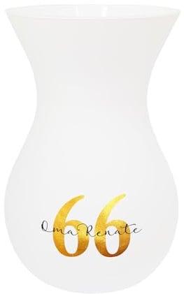 Herz & Heim® Personalisierte Ritzenhoff Vase aus Glas mit Wunschtext, Name oder Alter – Verschiedene Motive & Farben – Geschenk zum Geburtstag, Muttertag, Dankeschön (Weiß, Geburtstag)