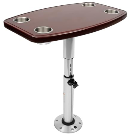 PINYELIN Wohnmobiltisch mit Getränkehalter Teleskopisch Tisch Tischplatte für Wohnwagen Nutzfahrzeuge Boot Yacht Höhenverstellbar:55.5-70.5cm