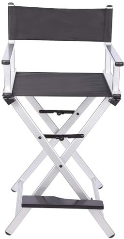 WENNEWU Professioneller Regiestuhl, Klappbarer Schminkstuhl, Aluminium-Hochhocker, 5 Farboptionen, Tragkraft: 150 kg, Für Beauty-Profis und Visagisten,Silber