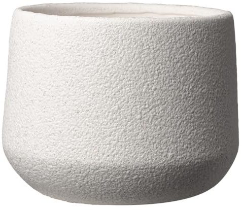 Soendgen Byron Bay, Blumentopf aus Keramik, Farbe: Weiss Lasur, 20,8 cm Durchmesser, 16,32 cm hoch, Vol. 7,074 l