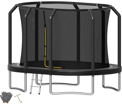 Devoko Outdoor Trampolin - Large Oval 305 cm x 214 cm, 3 in 1 Familientrampolin Mit Sicherheitsnetz, Robuster Metallrahmen, Geeignet für Kinder und Erwachsene