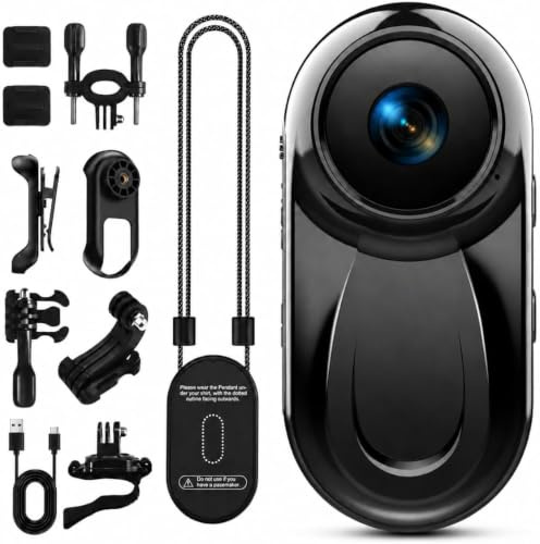 zakotu Small Body Camera, Hands-Free POV Video Recorder | Tiny Portable Sports Cam Mount Anywhere, Hands-Free Vlogging Video Recorder for Motorcycle/Travel/Bike(SD Card Not Included)