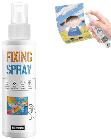 KUIRUNRX® Fixing Spray, Fixativ Spray für Pastellkreide, Fixierspray Acrylfarbe für Bleistiftzeichnungen, Aquarell, feuchtigkeitsspendend und Schnell Trocknend, Schutz vor dem Ausbleichen, 100ml