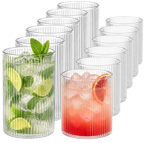 MIAMIO - Trinkgläser Set/Wassergläser (6× 280 ml, 6x 430 ml) - Senita | Gläser für Wasser, Saft, Matcha und Cocktails, Glas Set 12er / Trinkgläser Set - spülmaschinenfest