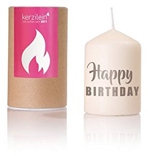 kerzilein Flämmchen, grau, Happy Birthday