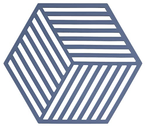Zone Denmark Hexagon Topfuntersetzer Hitzebeständig, Silikon Untersetzer, Praktische und Dekorative Topf-Untersetzer, Spülmaschinenfest, 16 x 14 cm, Denim