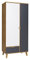 Drehtürenschrank Memone TM07 mit 2 Türen und Schublade, Kleiderschrank mit Kleiderstange, Elegantes Schrank für Jugendzimmer, Schlafzimmer (Eiche Gold/Graphit)