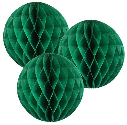 Paper Honeycomb Balls (Pack of 3) Christmas Tree Decorations Birthday Wedding Baby Shower (6 (15cm), Green)