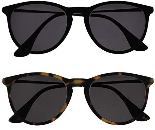 OPULIZE Jet Sonnenbrille 2er Pack Stilvoller großer Designer-Rahmen Kratzfest Getönte Linse UV400-Schutz Schwarzgummierte Vorderseite Schildpattbraune Herren Damen SS96-12 +0.00