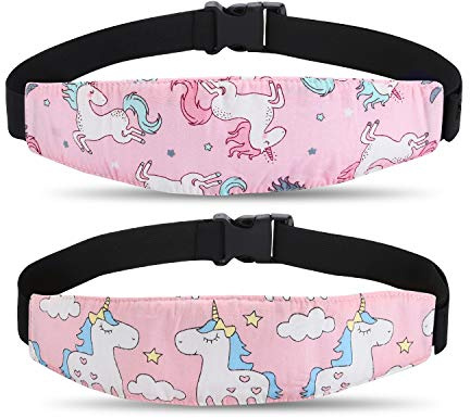 Kopfstütze für Babyautositz, Autositzgurte, Kopfstütze für Kinderwagen, Nackenstütze für Kleinkinder, Kleinkinder, Kinder (pinkes Einhorn)