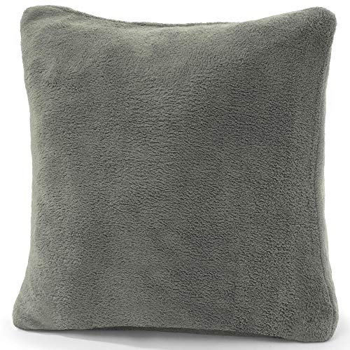 CelinaTex Xanio Dekokissen mit Innenkissen 60 x 60 cm grau Coral-Fleece Sofakissen Mikrofaser Kuschelkissen