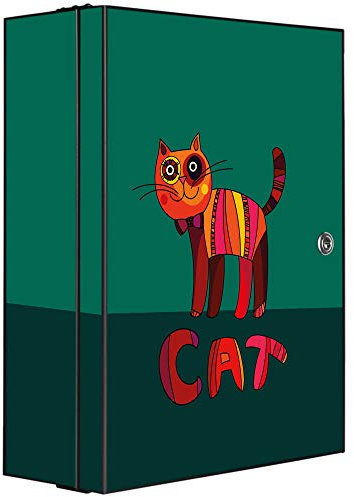 banjado Medizinschrank abschliessbar mit Motiv Orange Katze 35x46x15cm - großer Arzneischrank für die Hausaphotheke - Medikamentenschrank aus Metall zur Medikamenten Aufbewahrung