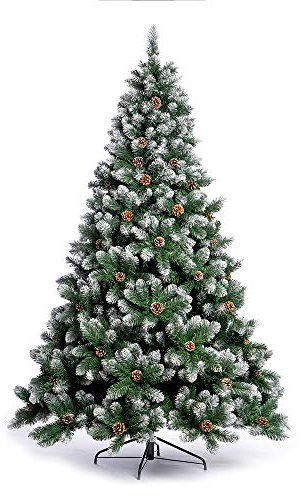 Nataland Albero di Natale Artificiale Verde Innevato Con Pigne, Modello Aspen Altezza 150 Cm, Abete Super Folto con Effetto Realistico e Rami Con Aghi Anticaduta