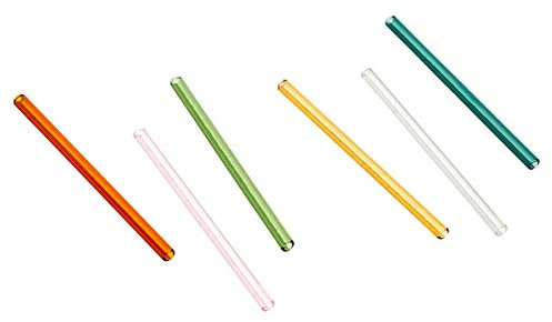 HAY Cocktail Straw Strohhalm Set 6 Stück aus Borosilikatglas in verschiedenen Farben, Maße: 0,8cm x 14cm, 507808